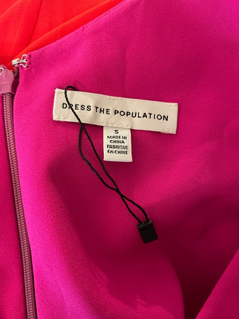 NWT Dress the Population V-neck Pink Red Color Blocked Cocktail Dress Small - Picture 8 of 8